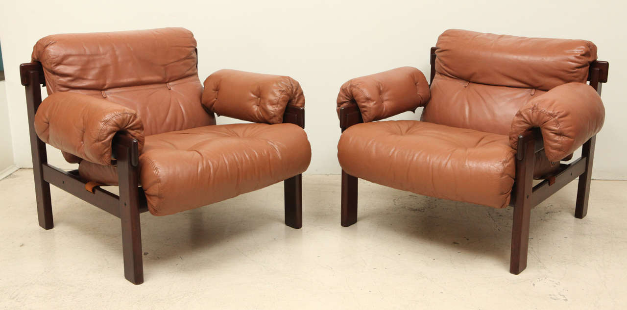 Pair of Arne Norell Leather Arm Chairs