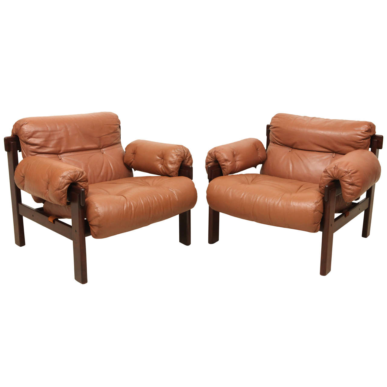 Pair of Arne Norell Leather Armchairs