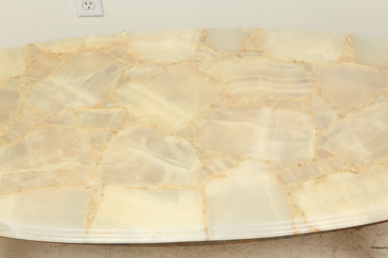 Mid-20th Century Tessallated Onyx Coffee Table with Brass Base by Arturo Pani