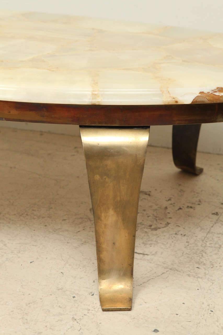 Tessallated Onyx Coffee Table with Brass Base by Arturo Pani 1