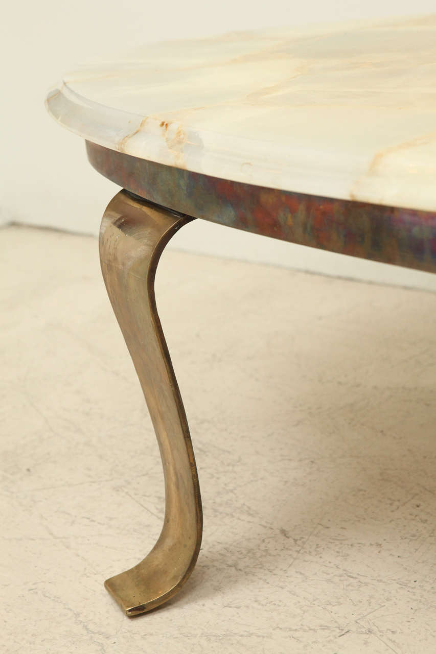 Tessallated Onyx Coffee Table with Brass Base by Arturo Pani 2