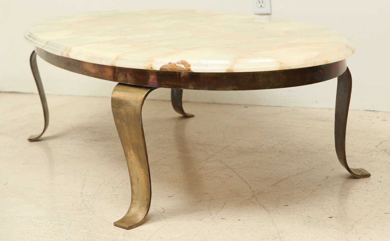 Tessallated Onyx Coffee Table with Brass Base by Arturo Pani 5