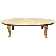 Tessallated Onyx Coffee Table with Brass Base by Arturo Pani