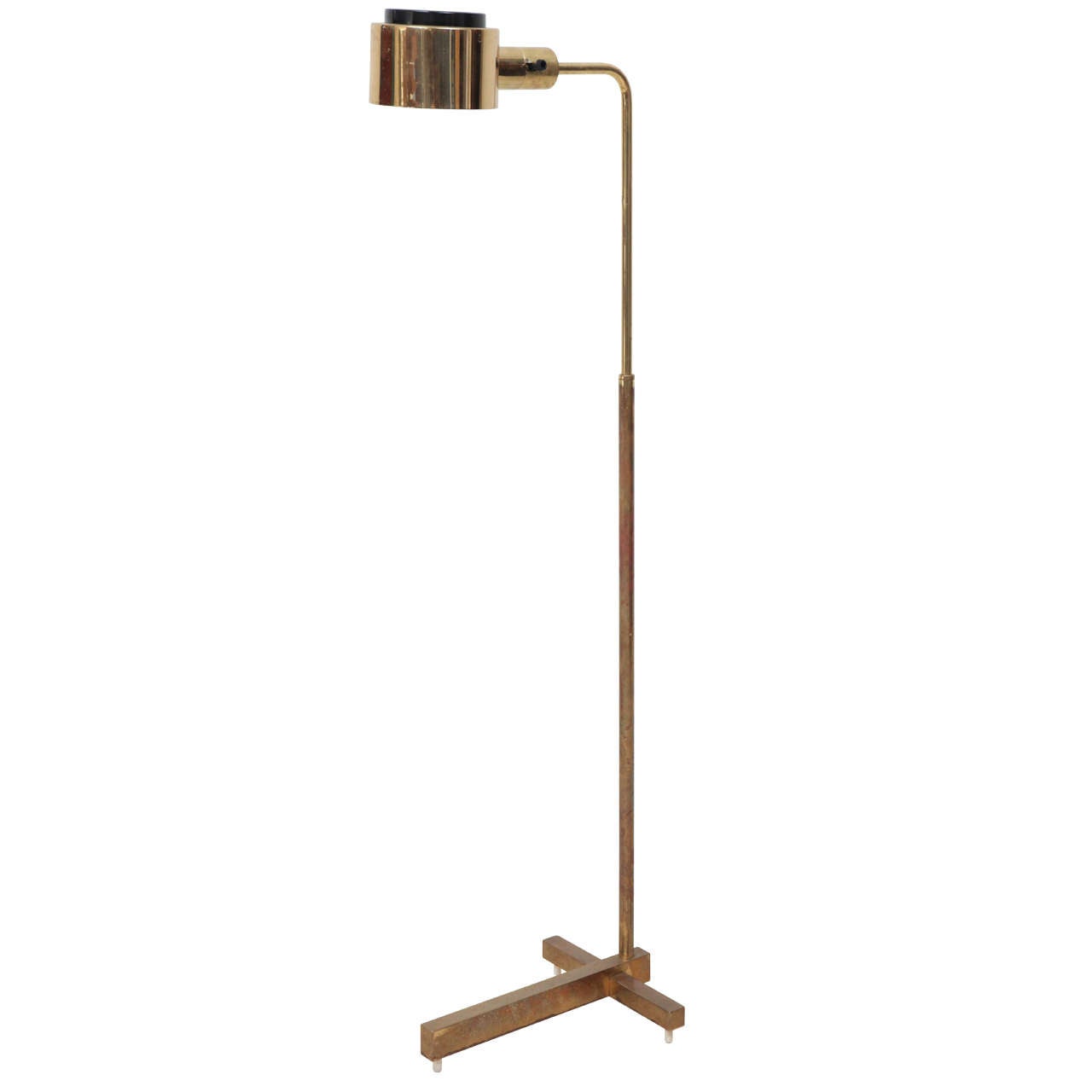 Adjustable Brass Floor Lamp with Honeycomb Shield