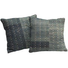 Retro Chinese Hill Tribe Hand Brocaded Textile Pillows.