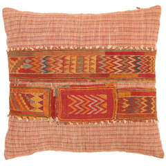 Vintage Indian Embroidery & Needlepoint Belt & Khadi Cloth Pillow