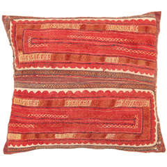 Vintage Indian Embroidered Belt & Khadi Cloth Pillow.