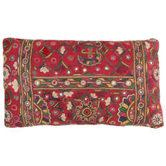 Vintage Indian Shisha Mirrorwork Pillow