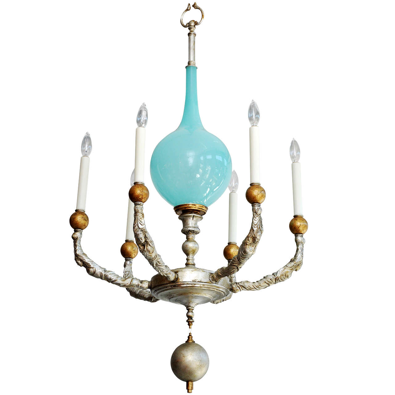 Vintage Blue Murano Glass Chandelier- One of a Kind