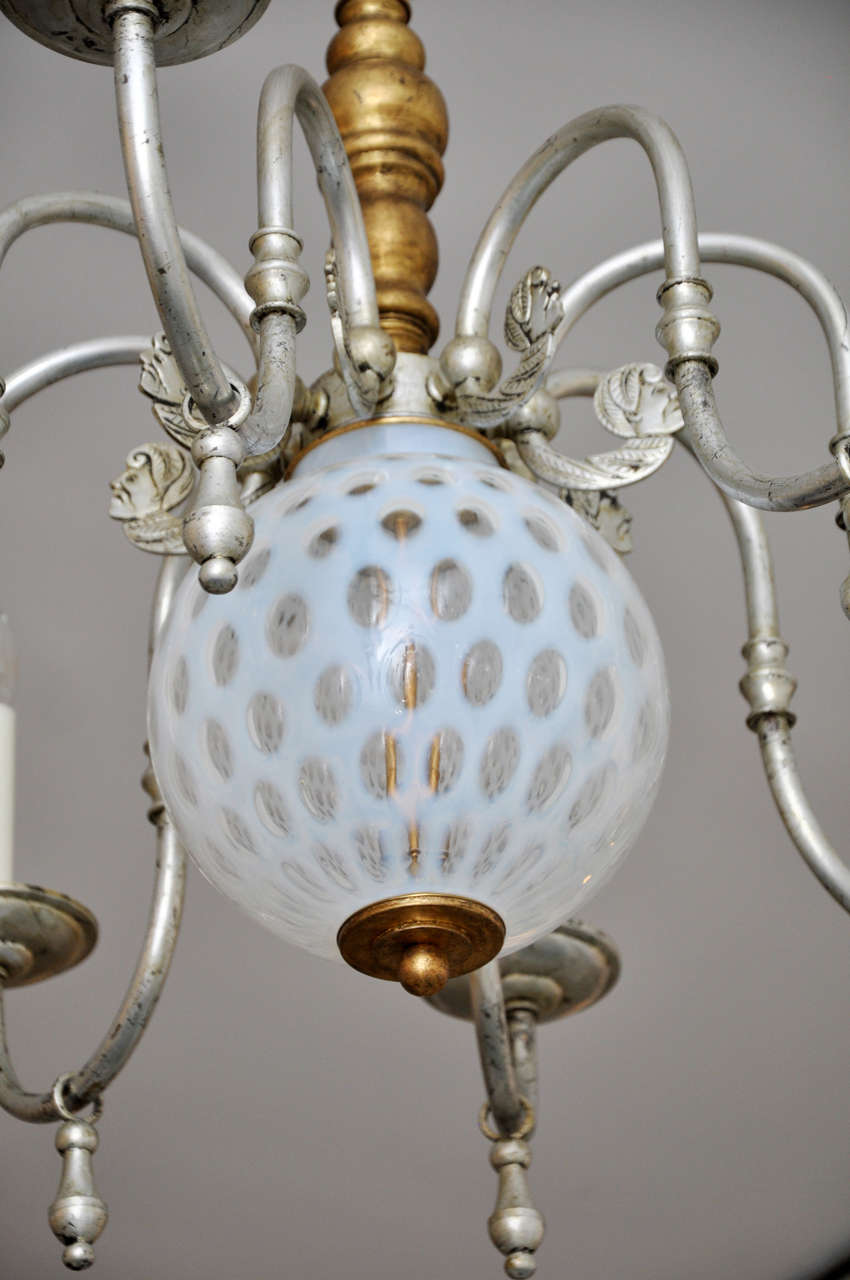 White Opalescent Glass Chandelier 4