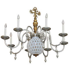 White Opalescent Glass Chandelier