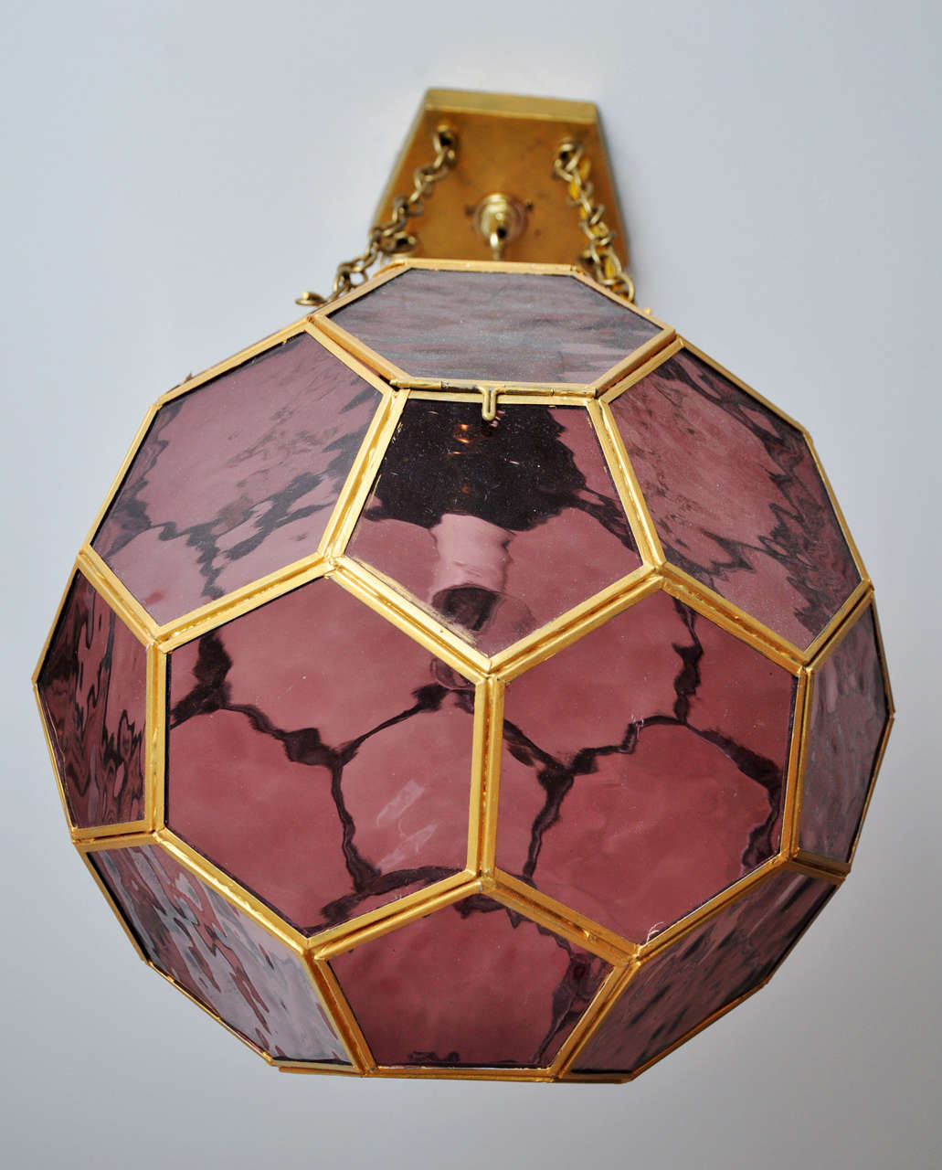 Amethyst Glass + Gold Honeycomb Chandelier 1