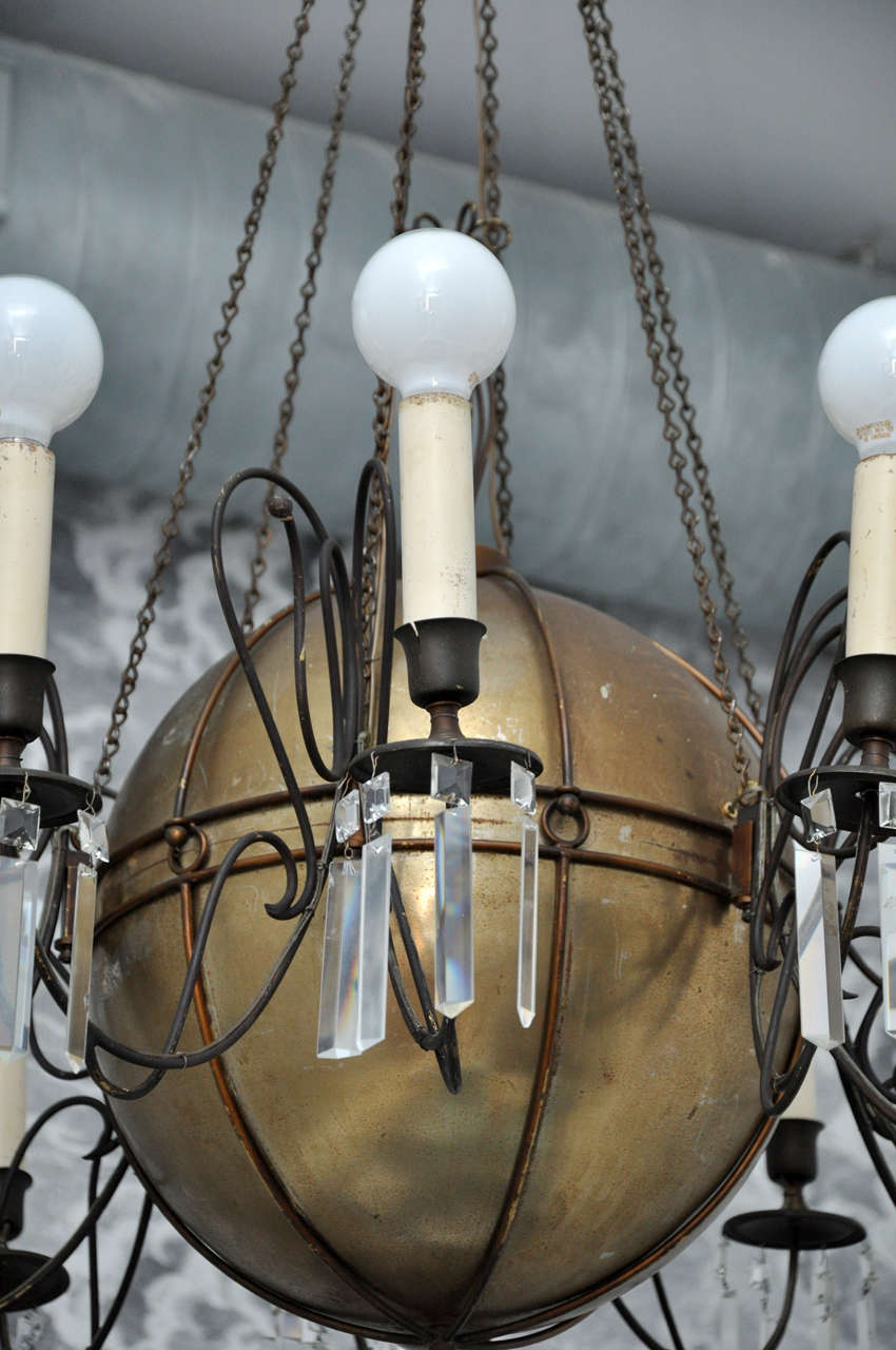 Massive and Impressive Antique Brass and Crystal Chandelier In Excellent Condition In Phoenix, AZ