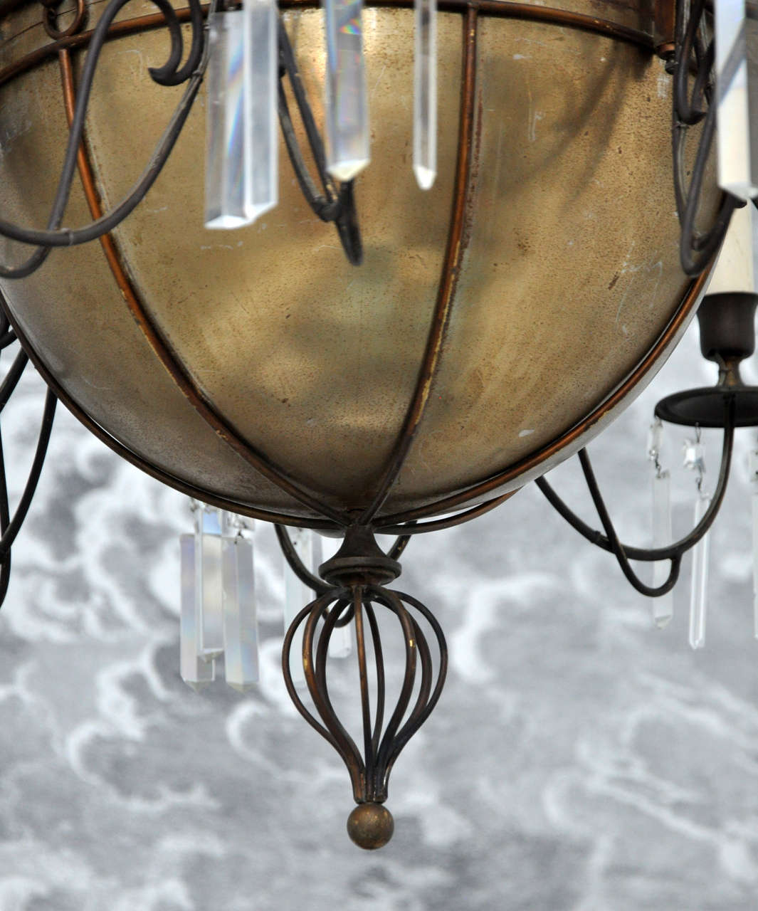 Massive and Impressive Antique Brass and Crystal Chandelier 1