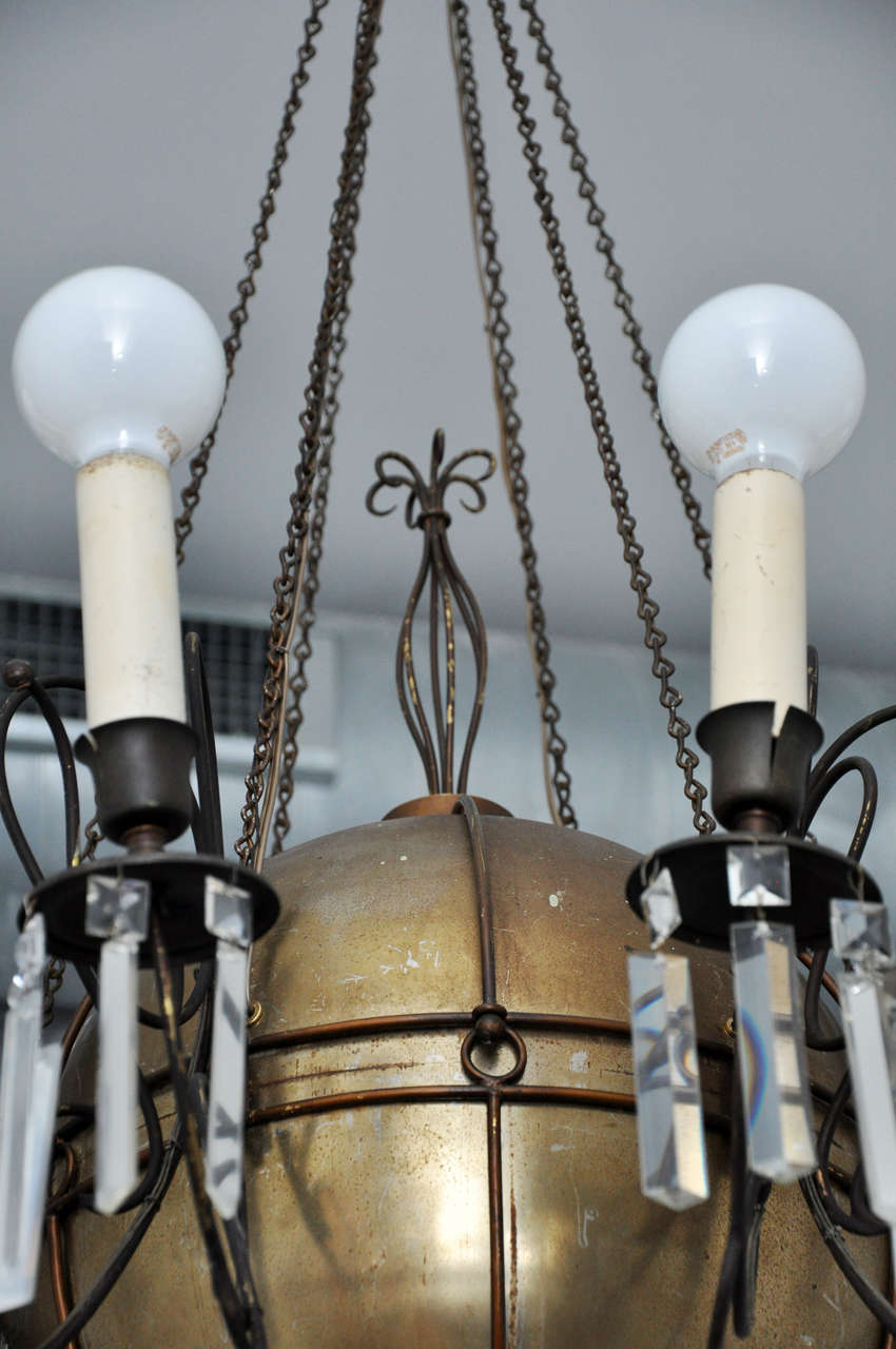 Massive and Impressive Antique Brass and Crystal Chandelier 4