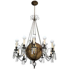 Massive and Impressive Antique Brass and Crystal Chandelier