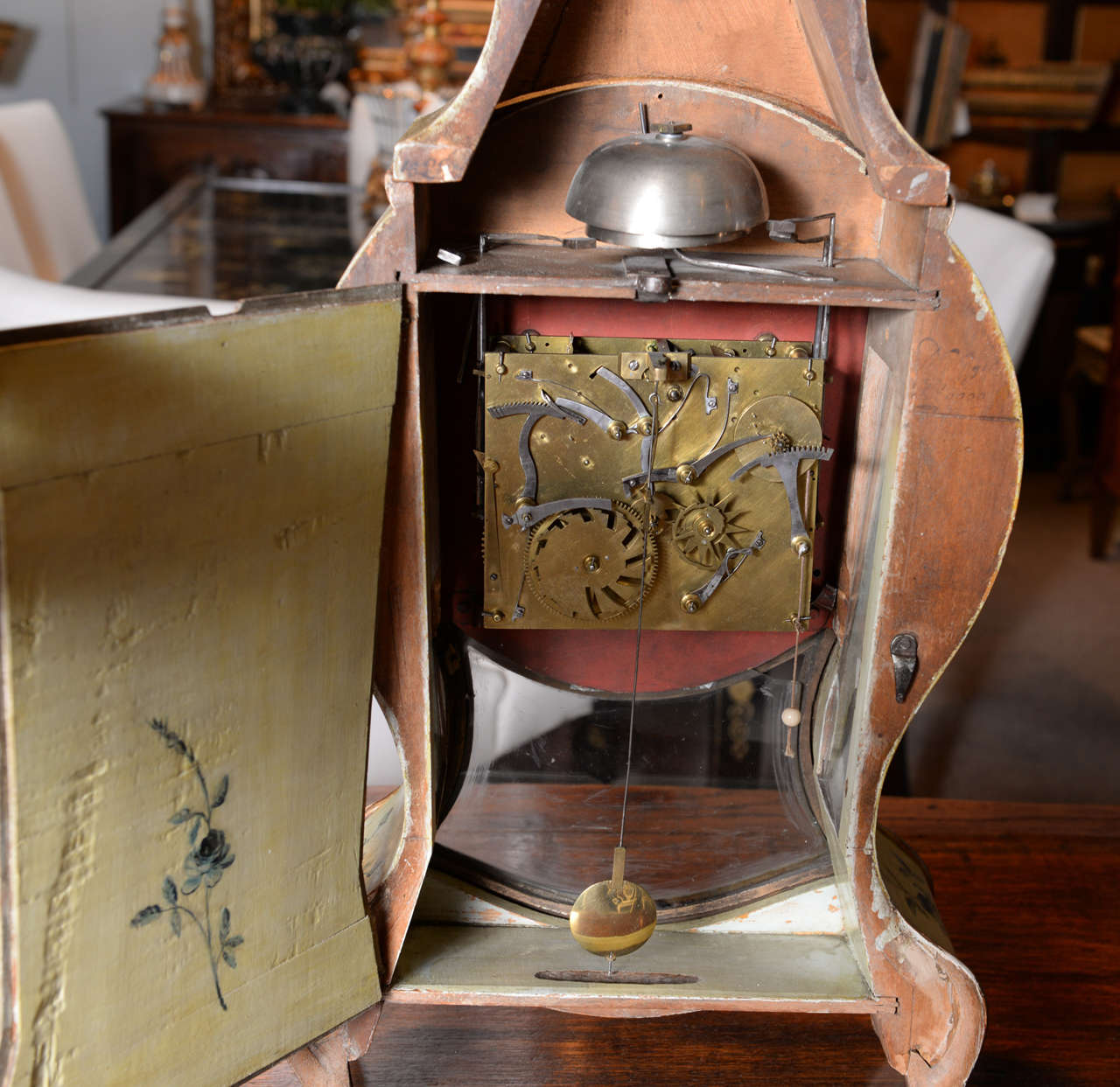 Enamel 18th Century Swiss Cartel Clock, circa 1790 For Sale