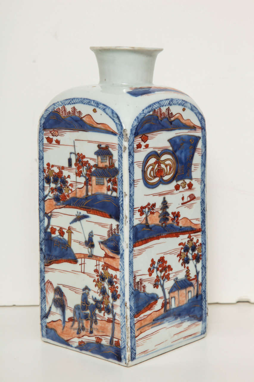 Painted Pair of 18th Century Chinese Imari Vases
