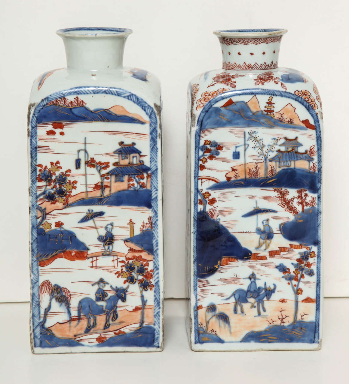 Porcelain Pair of 18th Century Chinese Imari Vases