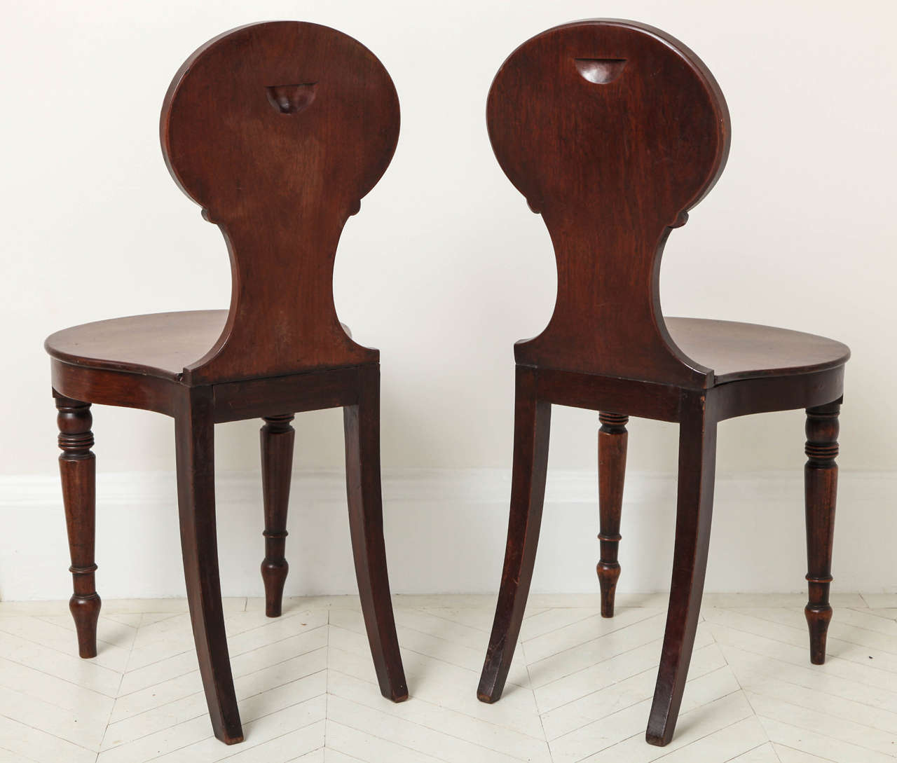 A Pair of English Regency Mahogany Hall Chairs 2