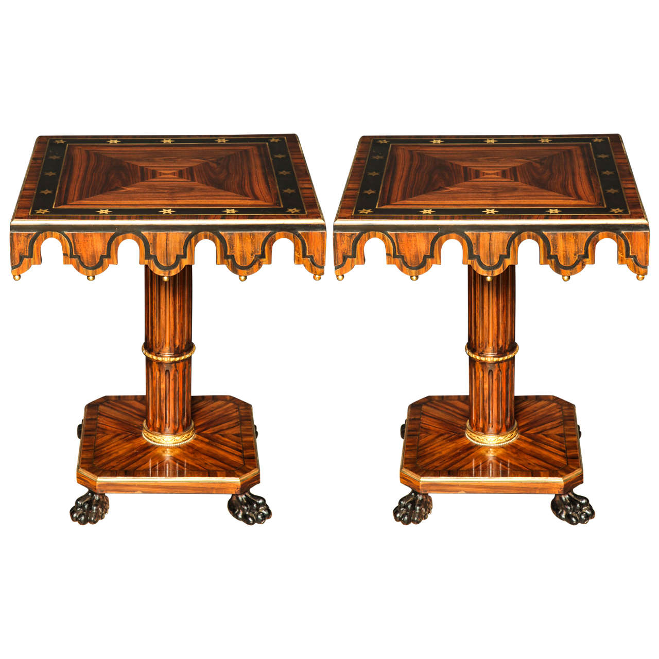 Pair of Calamander Pedestal Tables