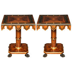 Pair of Calamander Pedestal Tables