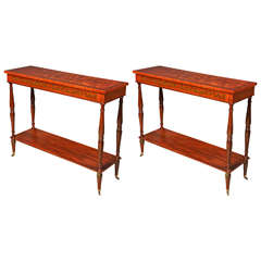 Pair of Adam Taste Painted Satinwood Consoles