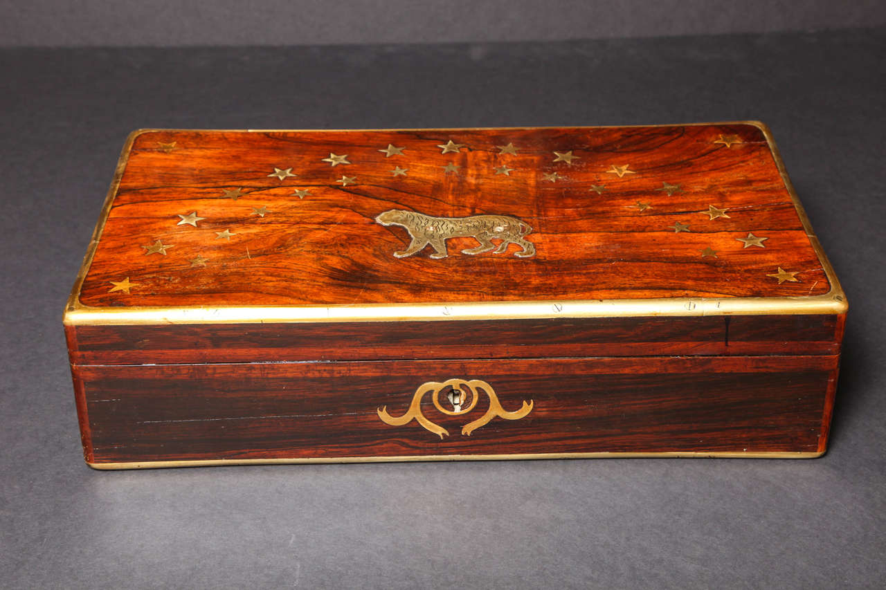 Tiger Inlaid Rosewood Box