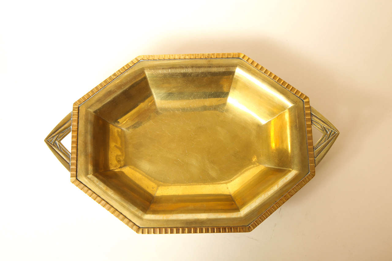 French Art Deco  Brass Centerpiece or Fruit Bowl by RB 1