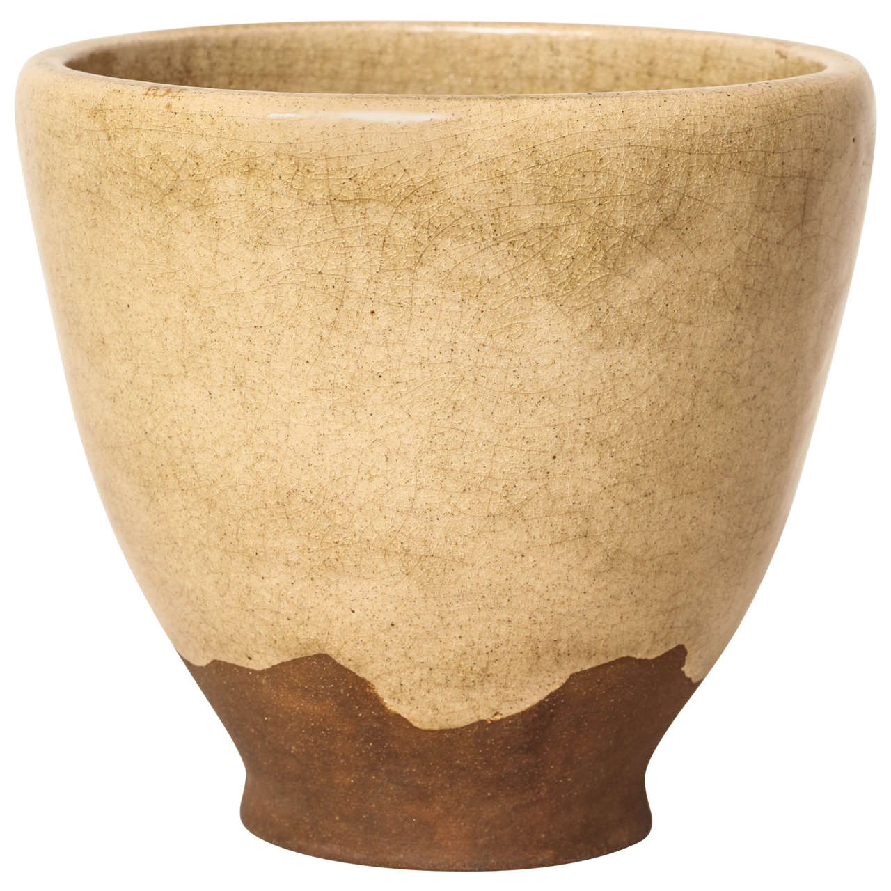 Henri Simmen French Art Deco Beige or Light Brown Stoneware Vase For Sale