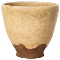 Henri Simmen French Art Deco Beige or Light Brown Stoneware Vase