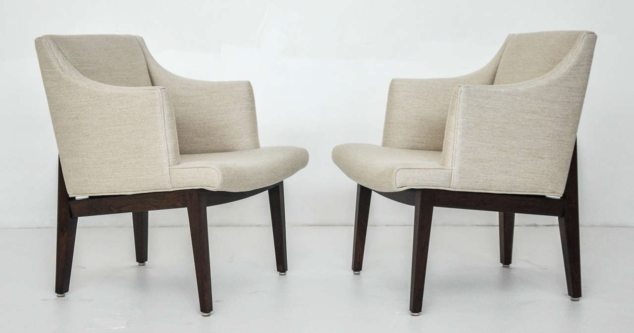 Dunbar Bracket Back Armchairs by Edward Wormley In Excellent Condition In Chicago, IL