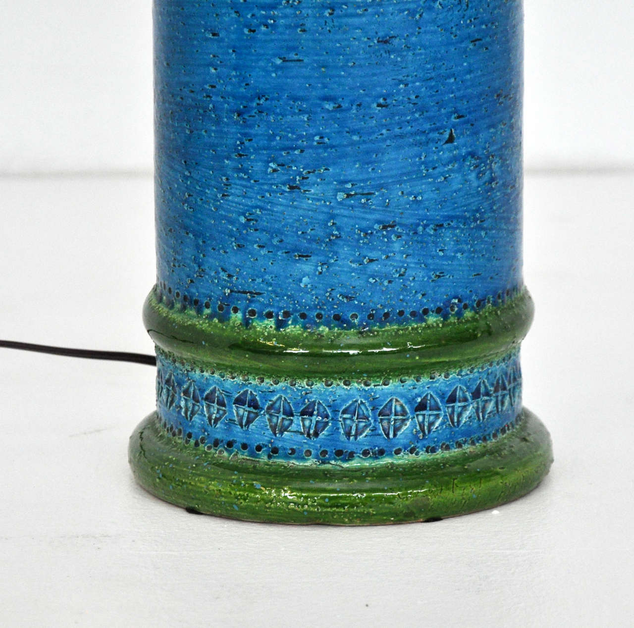 Mid-Century Modern Italian Blue Green Ceramic Lamp by Bitossi for Raymor