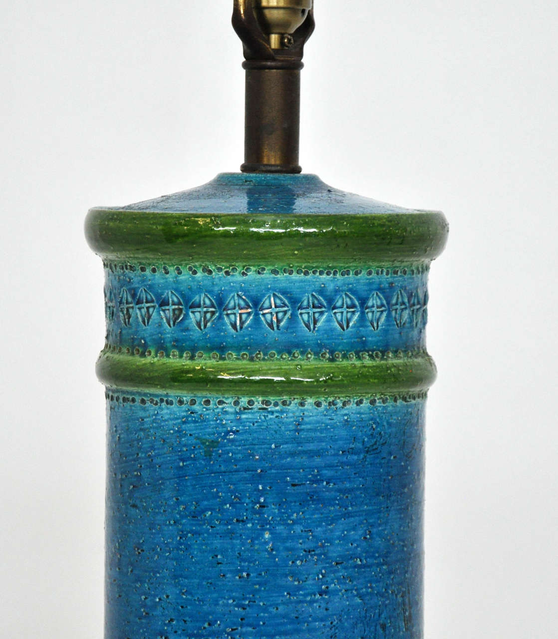 Italian Blue Green Ceramic Lamp by Bitossi for Raymor In Excellent Condition In Chicago, IL