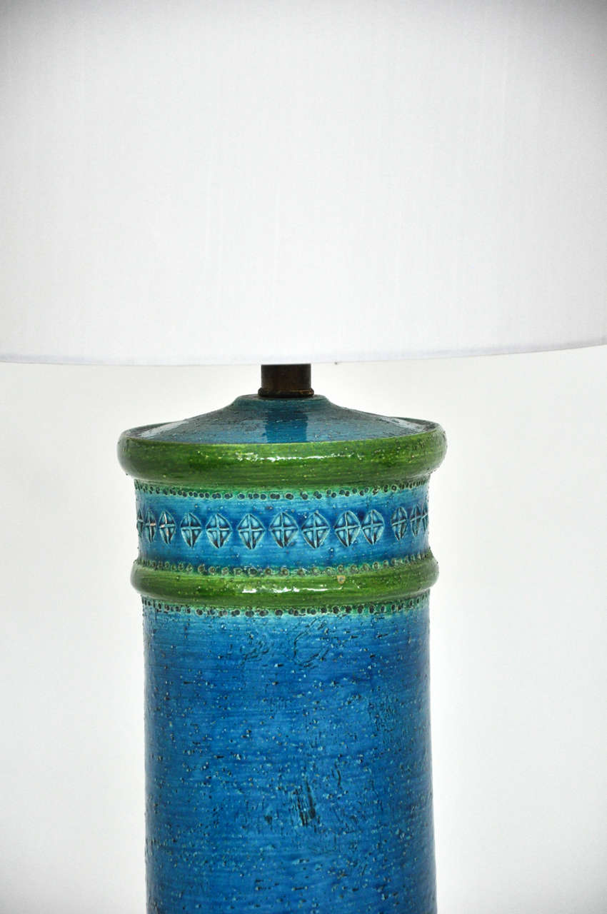 20th Century Italian Blue Green Ceramic Lamp by Bitossi for Raymor