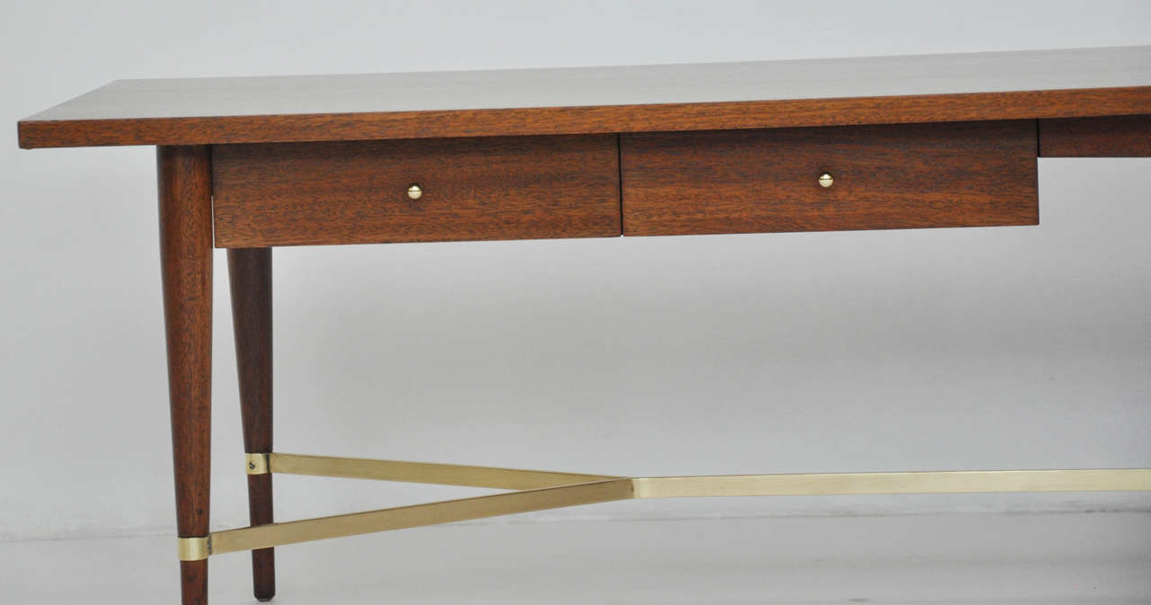 Mid-Century Modern Paul McCobb Walnut and Brass Coffee Table