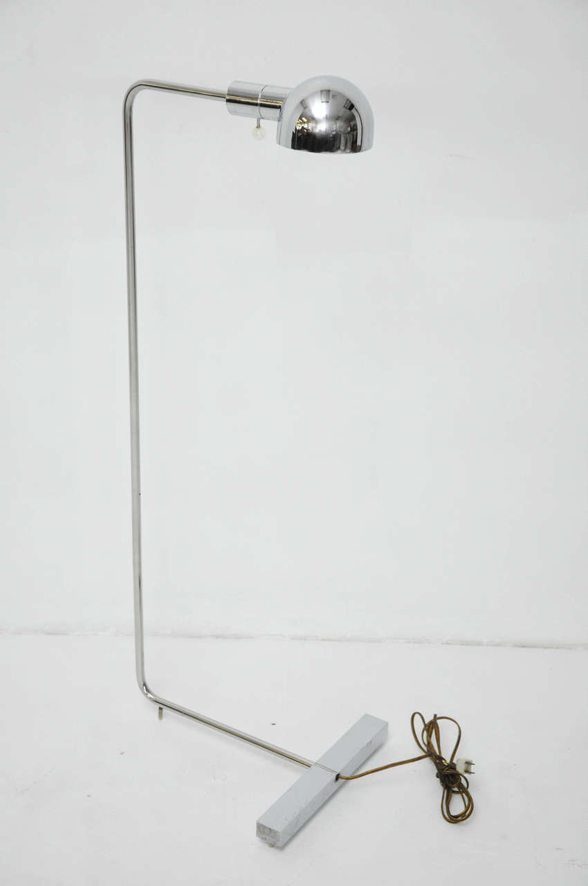 Cedric Hartman adjustable floor lamp. Chrome finish with Lucite knob.