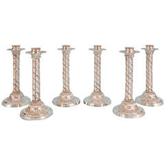 William IV Set of Six Impressive Old Sheffield Plate Candlesticks