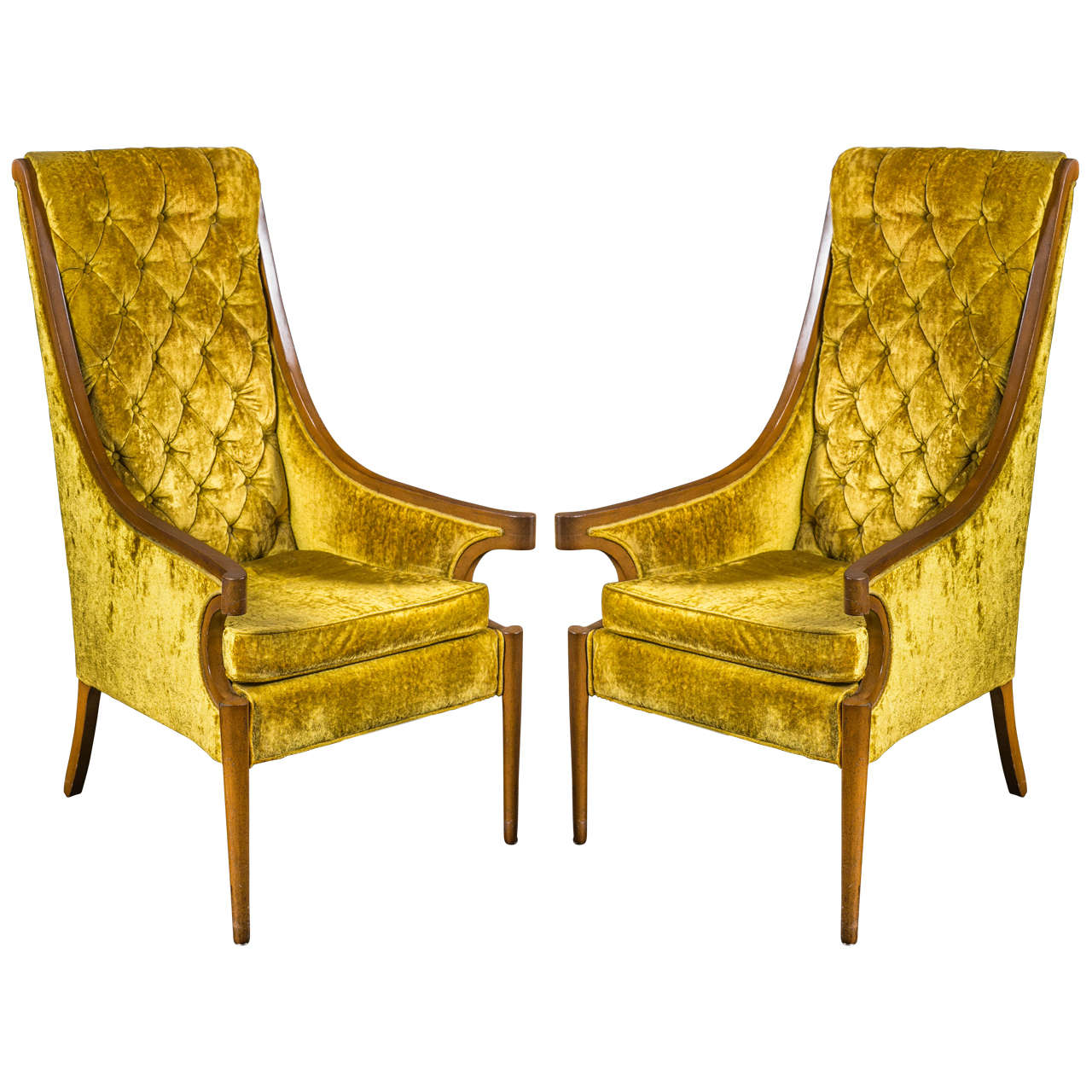 Pair Of Hollywood Regency High Back Armchairs At 1stdibs