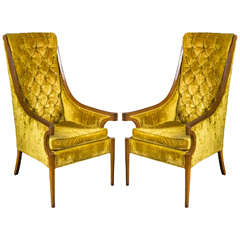 Pair of Hollywood Regency High Back Armchairs