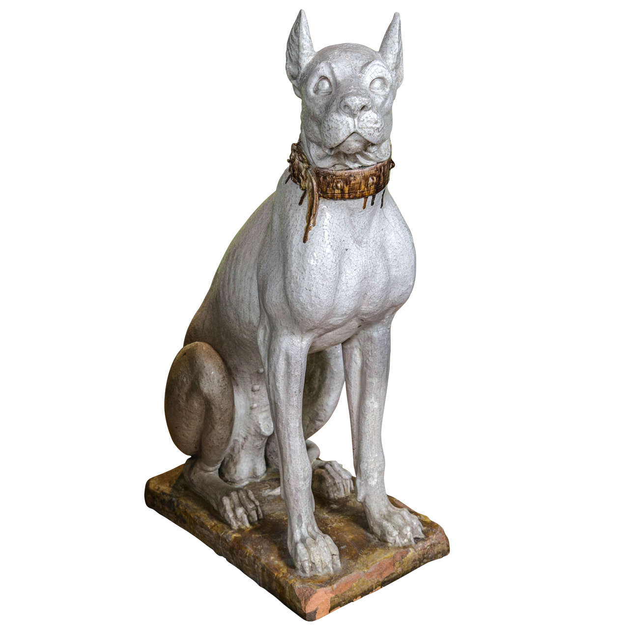 Statue de chien Great Dane en terre cuite en vente