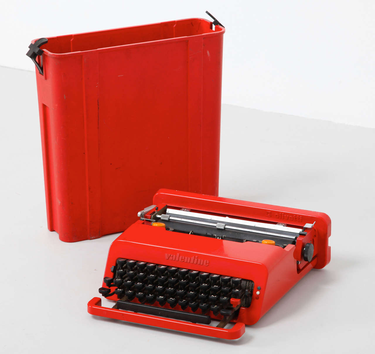 The Olivetti Valentine portable typewriter was designed by Perry King in collaboration with Ettore Sottsass and was in production in 1969. As a typewriter the Valentine was not an outstanding commercial success, however its radical design was