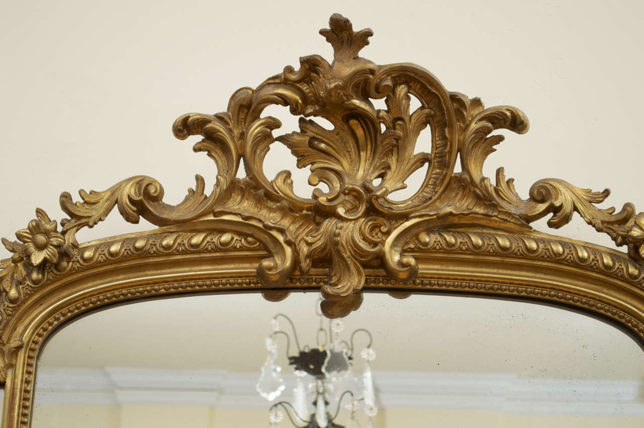 Carved Giltwood Mirror, French, 19th Century In Excellent Condition In San Mateo, CA