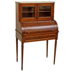 Small French Louis XVI Mahogany Cylinder Desk