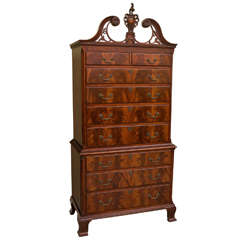 Chippendale Style Flame Mahogany Tallboy