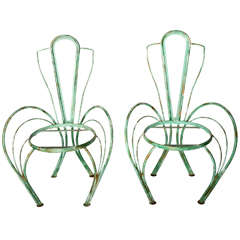 Pair of Sculptural Iron Chairs