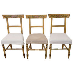 Used 3 English Regency Floral Painted Side Chairs