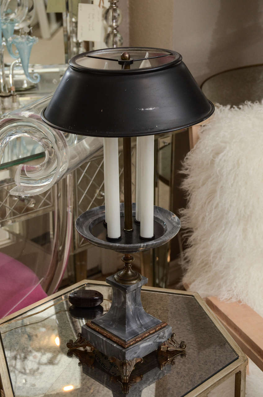 Grey Marble and Bronze Tazza Form Table Lamp