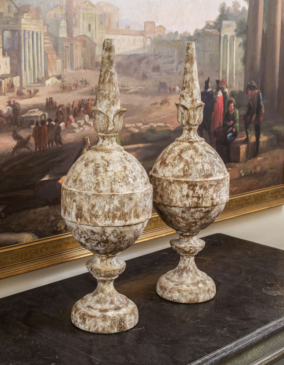 A pair of decorative finials
