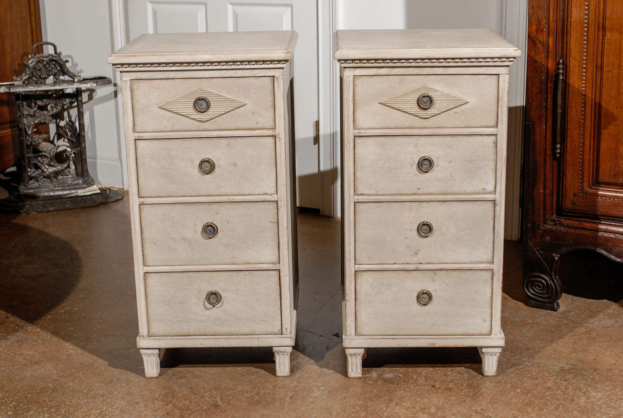 Pair of 19th Century Painted Commodes from Sweden. Please Note These Items are Antiques and are Two of a Kind. Also, Please Refer to Our Website for Our Complete Inventory.